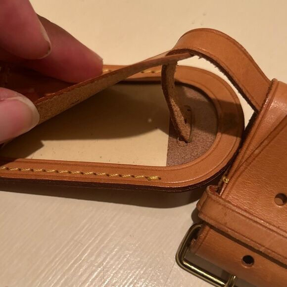 Louis Vuitton Luggage Tag Attachment Belt Cognac Brown Leather Adjustable LV - Picture 5 of 8